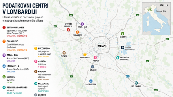 Podatkovni centri požirajo elektriko, prostor in vire: Lombardija postaja meka in epicenter konfliktov